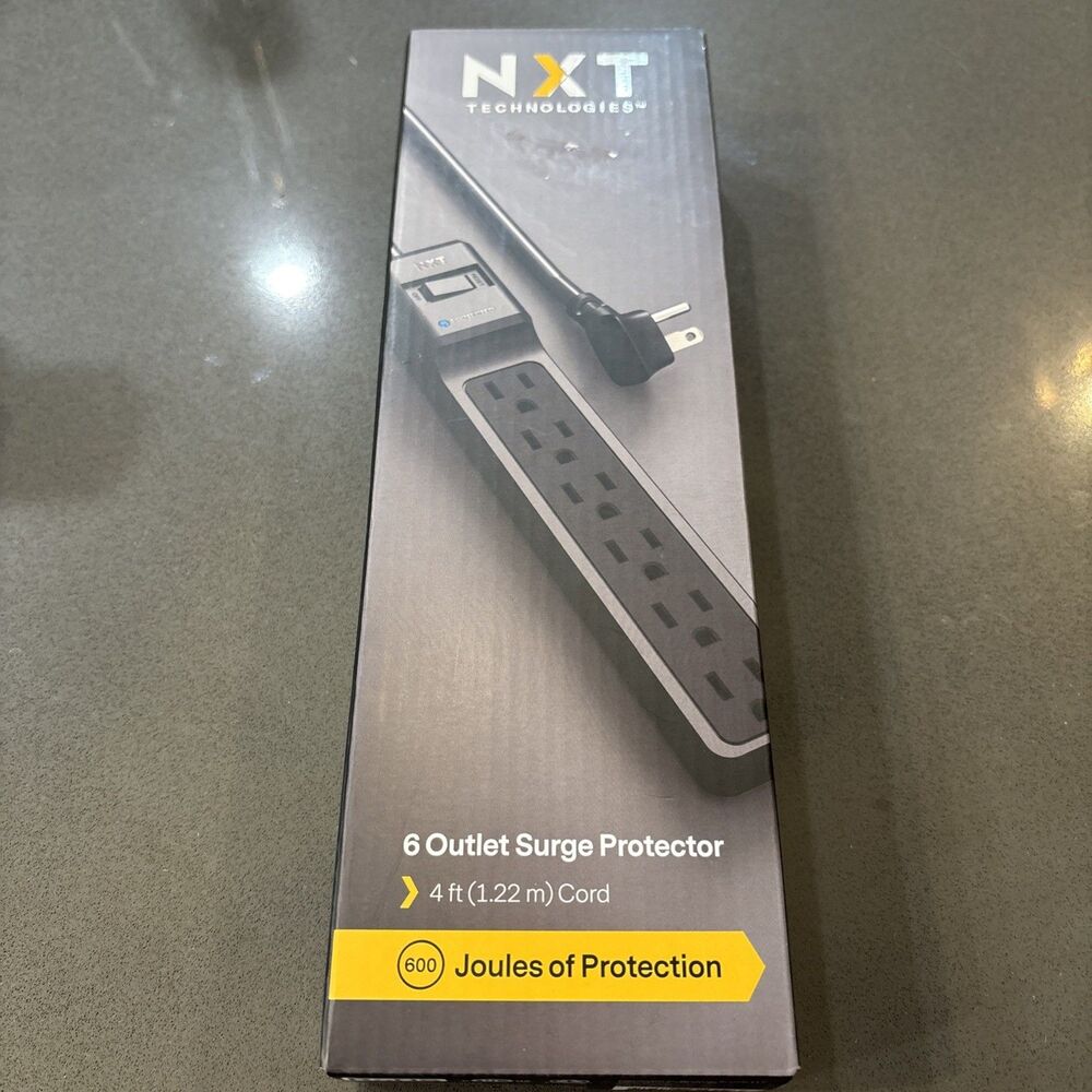 NXT-NX54313 6-OUTLET SURGE PROTECTOR 4FT CORD 600 JOULES - NEW IN BOX